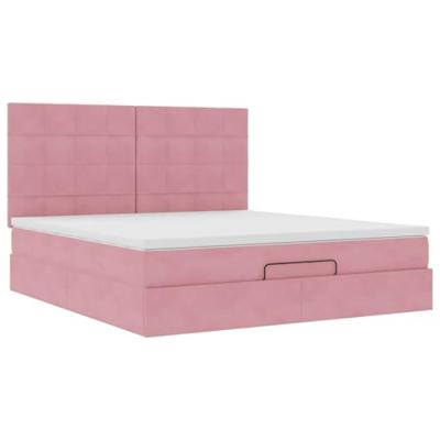 Ottoman bed met matrassen 180x200cm fluweel roze