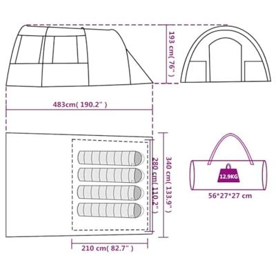 VidaXL Tunneltent 4-persoons waterdicht blauw VidaXL Tunneltent 4-persoons waterdicht blauw