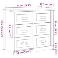 Dressoir 70x35,5x67,5 cm bewerkt hout betongrijs - thumbnail