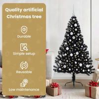VidaXL Kunstmatig voorverlicht kerstboom met 150 led zwart 150 cm pvc - thumbnail