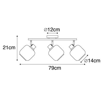 QAZQA Plafondspot zwart met smoke glas langwerpig 3-lichts - Zuzanna
