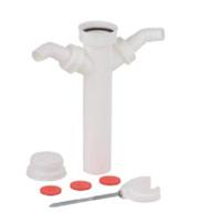 Kirchhoff Kunststof dompelbuis, wit, 1 1/2" H x 250 mm, voor DN40 mm sifon, 3/4" dubbele apparaataansluiting, met houder - 98837938 - thumbnail