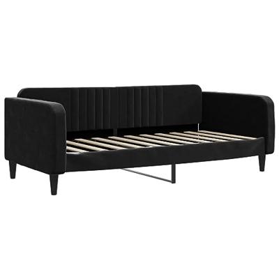 Slaapbank met onderschuifbed en lades 90x190 cm fluweel zwart