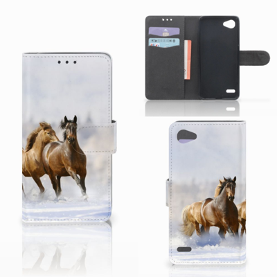 LG Q6 | LG Q6 Plus Telefoonhoesje met Pasjes Paarden
