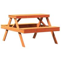 Picknicktafel 105x134x75 cm massief grenenhout wasbruin - thumbnail