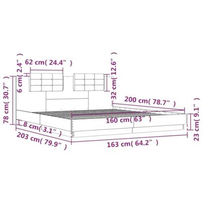 Bedframe met hoofdbord en LED-verlichting wit 160x200 cm