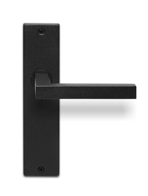 Deurklink Linea zwart basis op langschild