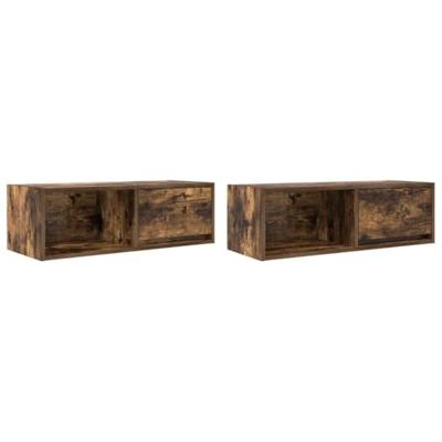 Tv-meubelen 2 st 80x31x25,5cm bewerkt hout gerookt eikenkleurig Tv-meubelen 2 st 80x31x25,5cm bewerkt hout gerookt eikenkleurig