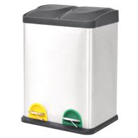 Pedaalemmer voor recycling 2x18 L roestvrij staal - thumbnail