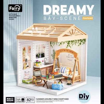 Dreamy mini house Binnenplaats Courtyard met ledlamp DIY Modelbouw Knutselen