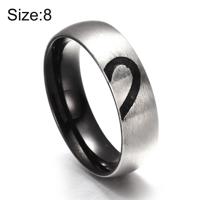 Mode Rhinestone liefde hart Splice paren ring fijne Titanium stalen ring voor mannen en vrouwen (zilver zonder diamant US maat: 8) - thumbnail