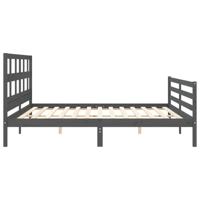 Bedframe met hoofdbord massief hout grijs 200x200 cm - thumbnail