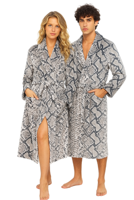 Fleece badjas met slangenprint - unisex-s/m