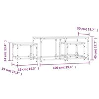 3-delige Tafeltjesset bewerkt hout zwart - thumbnail