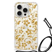 iPhone 15 Pro Case Gouden Bloemen - thumbnail