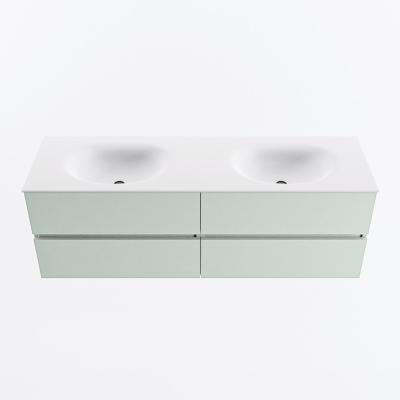 MONDIAZ VICA 150cm badmeubel onderkast Greey 4 lades. Wastafel MOON dubbel 2 kraangaten, kleur Talc.