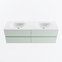 MONDIAZ VICA 150cm badmeubel onderkast Greey 4 lades. Wastafel MOON dubbel 2 kraangaten, kleur Talc. - thumbnail