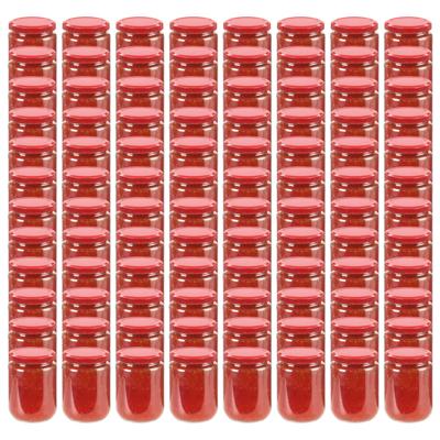 VidaXL Jampotten met rode deksels 96 st 230 ml glas VidaXL Jampotten met rode deksels 96 st 230 ml glas