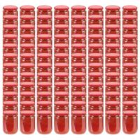 VidaXL Jampotten met rode deksels 96 st 230 ml glas - thumbnail