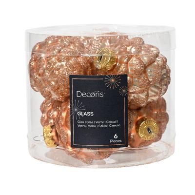 Denappel glas d5h7 cm rose ass 6st kerst Decoris - Decoris