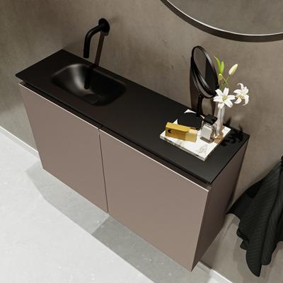 MONDIAZ TURE 80cm toiletmeubel smoke. EDEN wastafel urban links geen kraangat