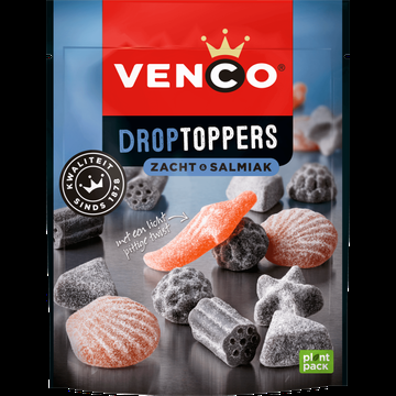 Venco Droptoppers Zacht & Salmiak 215 g bij Jumbo