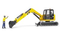 CAT mini graafmachine met werker van Bruder - thumbnail