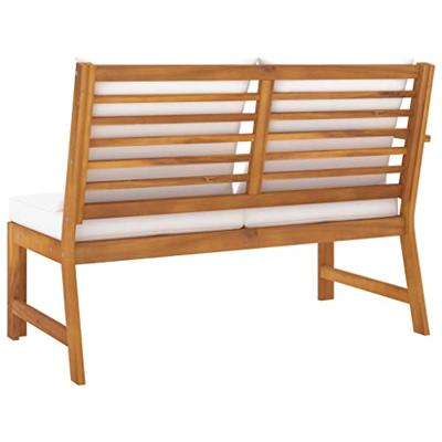 Tuinbank met crmekleurig kussen 114,5 cm massief acaciahout - thumbnail