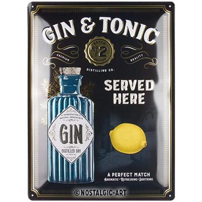 Gin en Tonic served wandplaat
