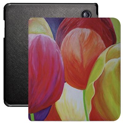 Lunso Kobo Libra Colour hoes (7 inch) - Vegan Saffiano Leren sleepcover - Tulpen