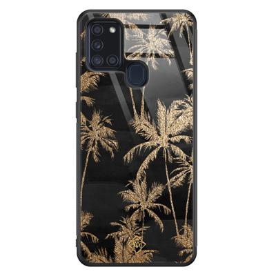 Samsung Galaxy A21s glazen hardcase - Palmbomen