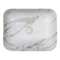 Riho Marmic Rectangle Waskom 50x39x13cm Keramiek Rechthoek marmer mat wit W031006M00 - thumbnail