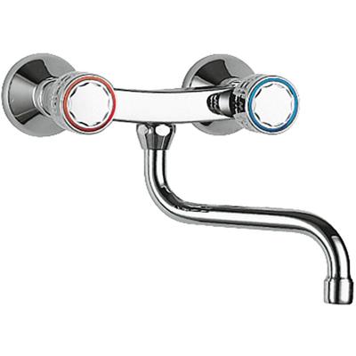 Keukenkraan Tres ESE-23 | Wandmontage | 360° Draaibaar | Mengkraan | 2-knops | Rond | Chroom