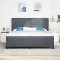 LED Boxspring Bed met Matras Donkergrijs 200 x 200 cm Fluweel - thumbnail