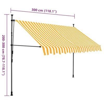Luifel handmatig uitschuifbaar met LED 300 cm wit en oranje - thumbnail