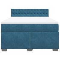 Boxspring met matras fluweel blauw 160x200 cm - thumbnail