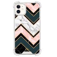 iPhone 11 siliconen shockproof hoesje - Marmer triangles - thumbnail