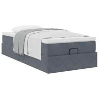 Ottoman bed met matras 80x200cm fluweel donkergrijs - thumbnail