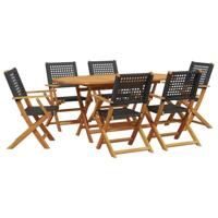 7-delige Tuinset poly rattan en massief hout zwart - thumbnail