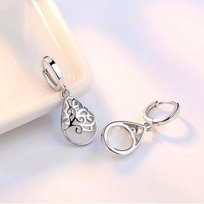 925 Sterling Zilver Moonlight Opal tranen Totem Drop Earrings(white)