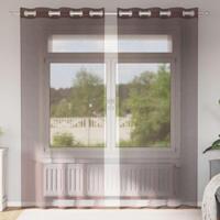 Gordijnen voile met doorvoertules 2 st 140x225 cm bruin - thumbnail