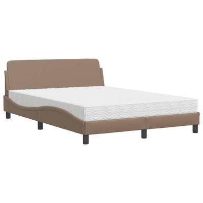 Bed met matras kunstleer cappuccinokleurig 120x200 cm - thumbnail