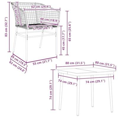 5-delige Tuinset poly rattan glas zwart