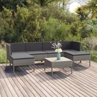7-delige Loungeset met kussens poly rattan grijs - thumbnail