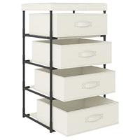 Opbergrek met 4 stoffen manden staal crme - thumbnail