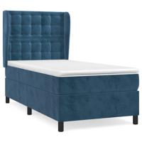Boxspring met matras fluweel donkerblauw 90x190 cm - thumbnail