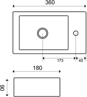 Saqu Trento fontein links 36x18cm glanzend wit