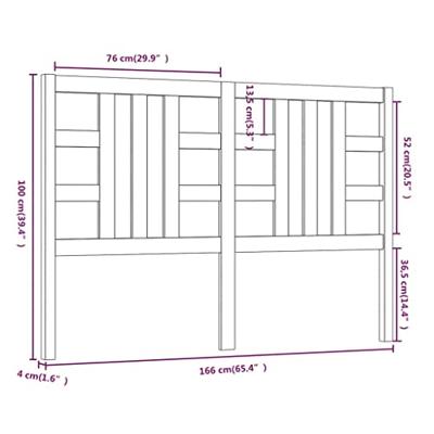 Hoofdbord 166x4x100 cm massief grenenhout - thumbnail