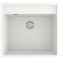 Gootsteen met overloopgat graniet wit - thumbnail