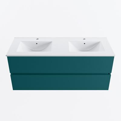 MONDIAZ VICA 120cm badmeubel onderkast Smag 2 lades. Wastafel DENIA dubbel 2 kraangaten, kleur Glanzend Wit.